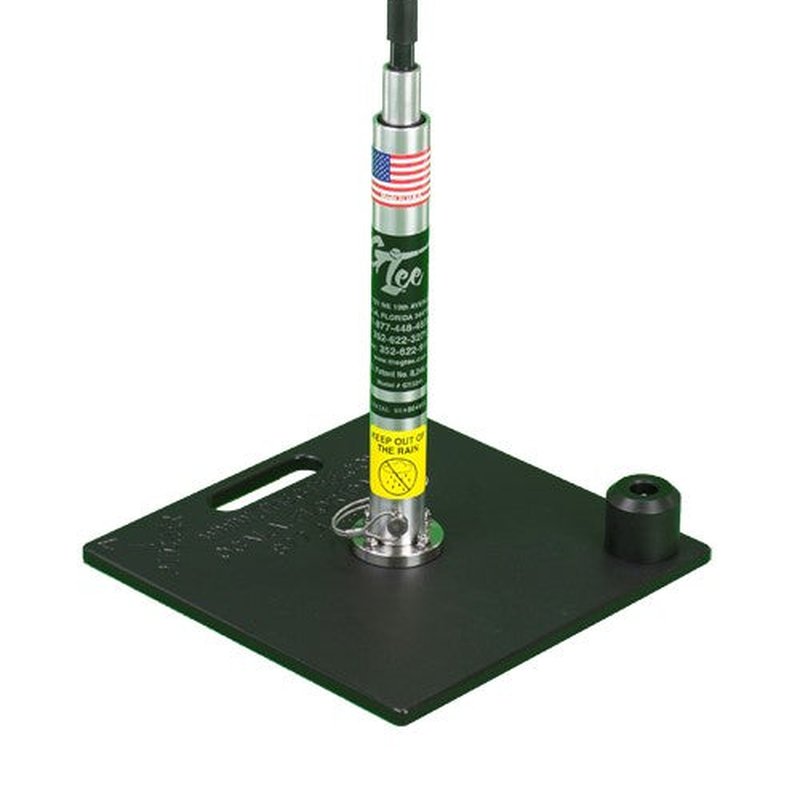 The Classic base from above, with the upright socket in the centre and the weight post beside it.