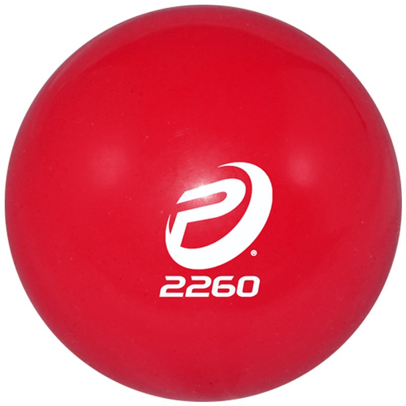 A red ProNine 5 lb weighted sand ball marked 2260