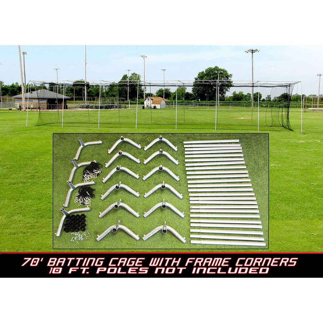 70x14x12 #24 Batting Cage Net and Frame Corners