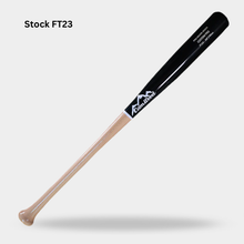 CamWood FT23 wood bat with a black barrel and natural handle on a light gray background