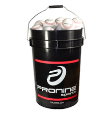 A black six gallon ProNine bucket with a padded black lid and metal carry handle on a white background.