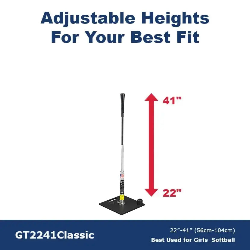 An infographic showing the GT2241 Classic upright with its 22 to 41 inch range marked by a red arrow.