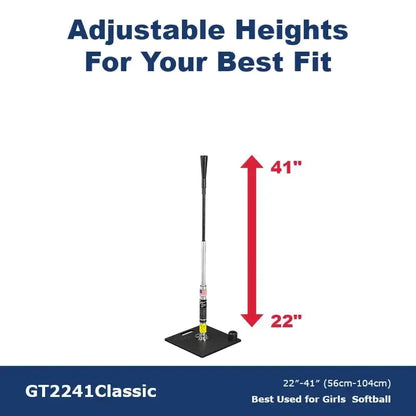 An infographic showing the GT2241 Classic upright with its 22 to 41 inch range marked by a red arrow.