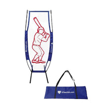 An illustrated pinch hitter screen showing a batter silhouette, with its carry bag alongside.