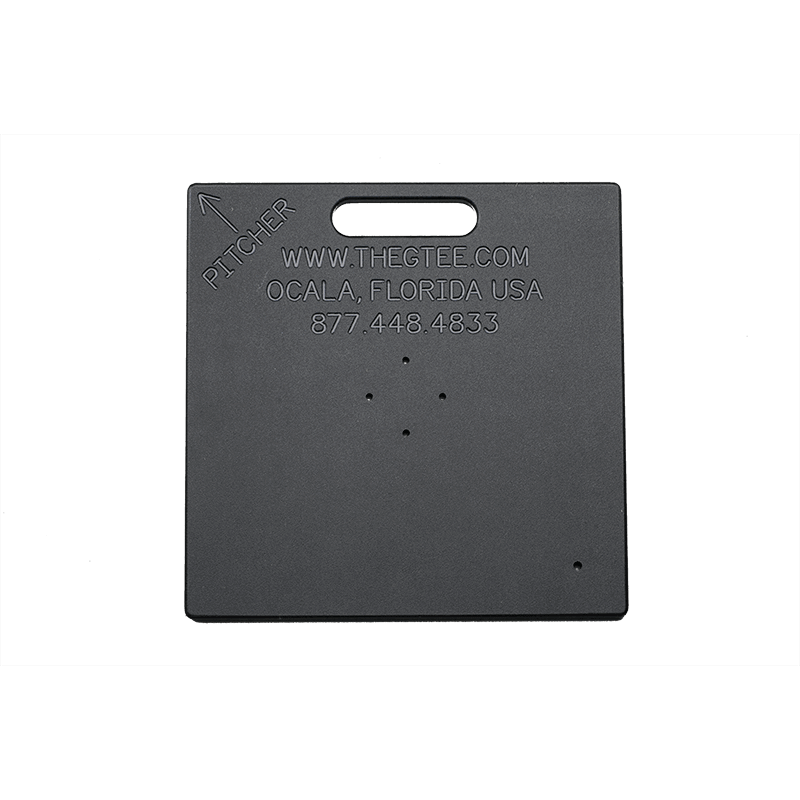 The underside of the G Tee Classic Base base, engraved with the G Tee contact details.