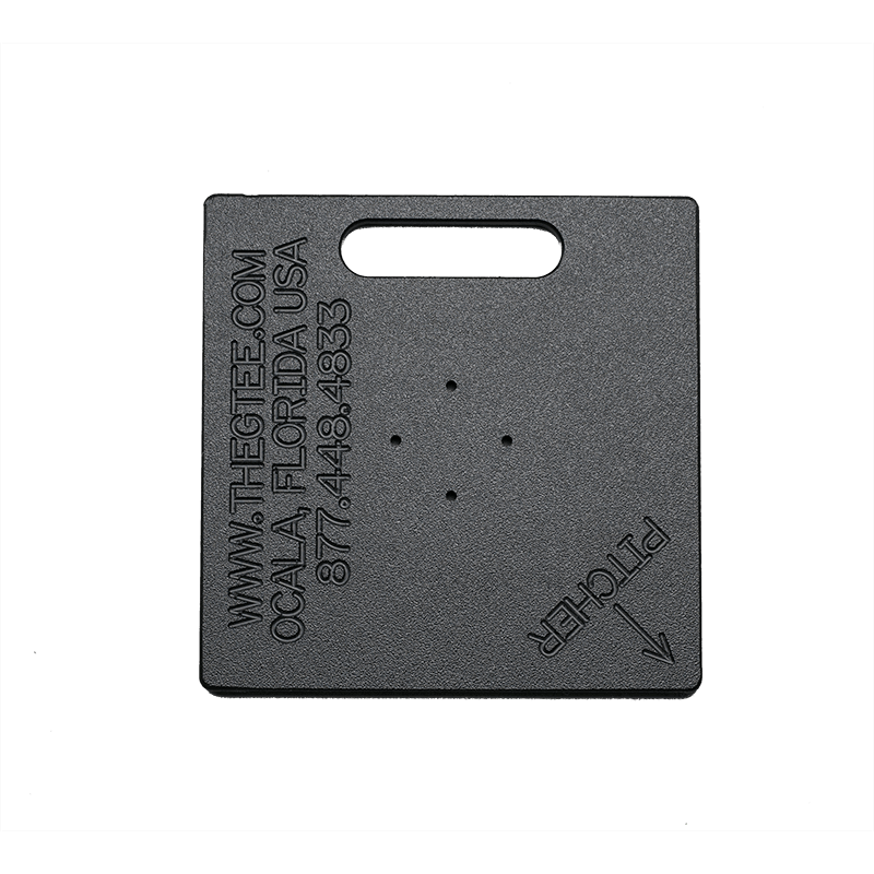 The underside of the G Tee Classic Base base, engraved with the G Tee contact details.