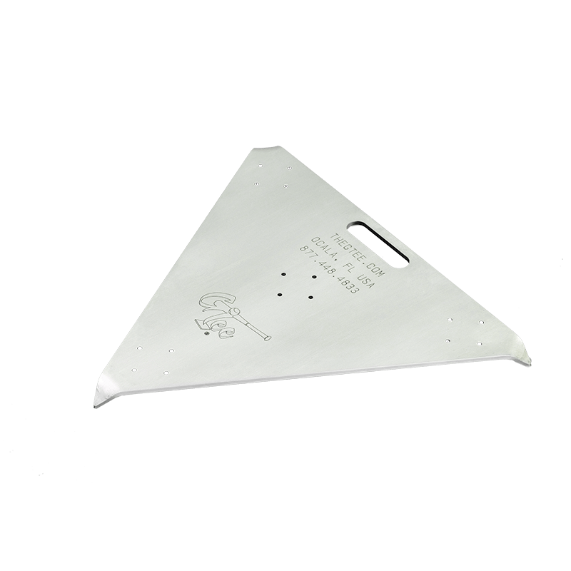 The underside of the G Tee Pro Quad Base base, engraved with the G Tee contact details.