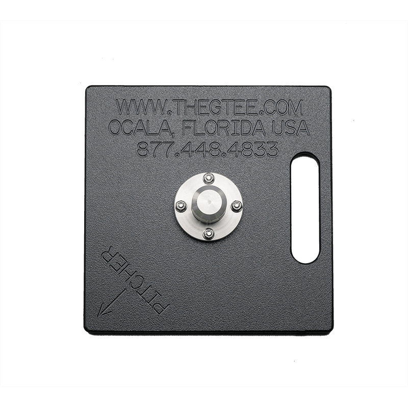The underside of the G Tee Lite Base base, engraved with the G Tee contact details.