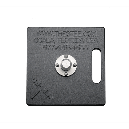 The underside of the G Tee Lite Base base, engraved with the G Tee contact details.