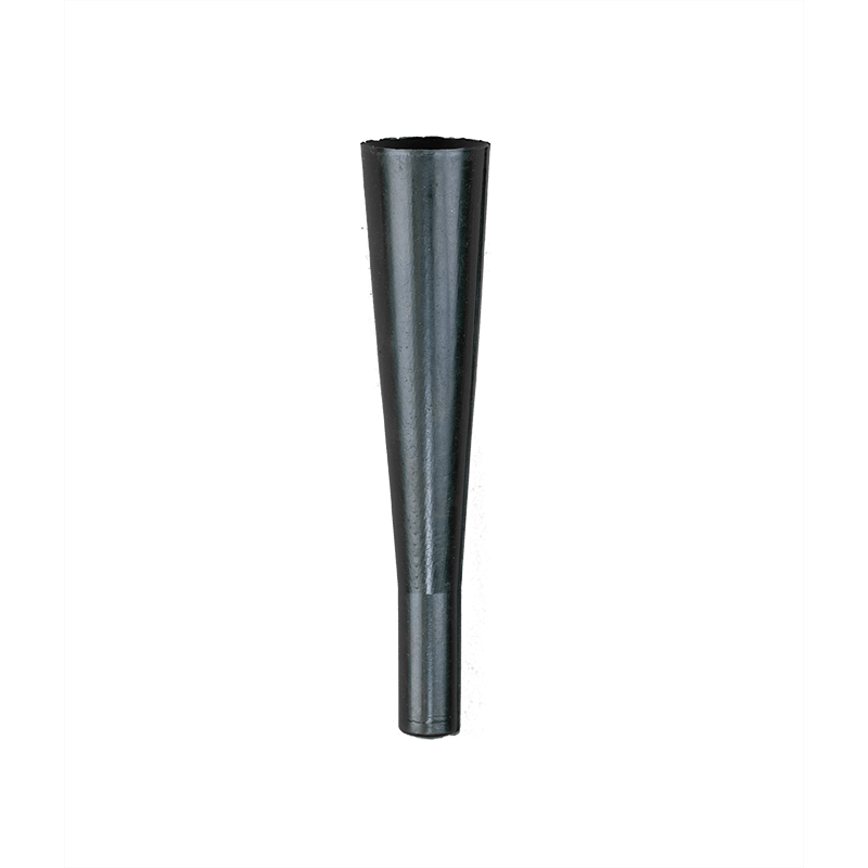 A single black flexible rubber G Tee cup standing upright on a black background.