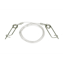 A pitching string coiled into a loop with its clips together.
