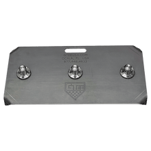 The stainless G Tee 3 Pro base lying flat, with three upright sockets and a cut-out handle.