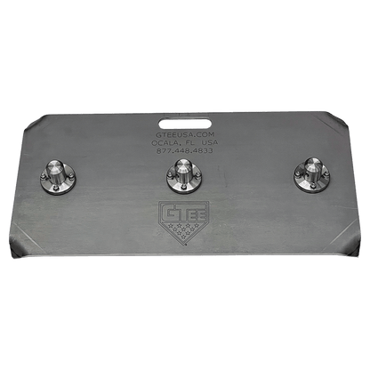 The stainless G Tee 3 Pro base lying flat, with three upright sockets and a cut-out handle.