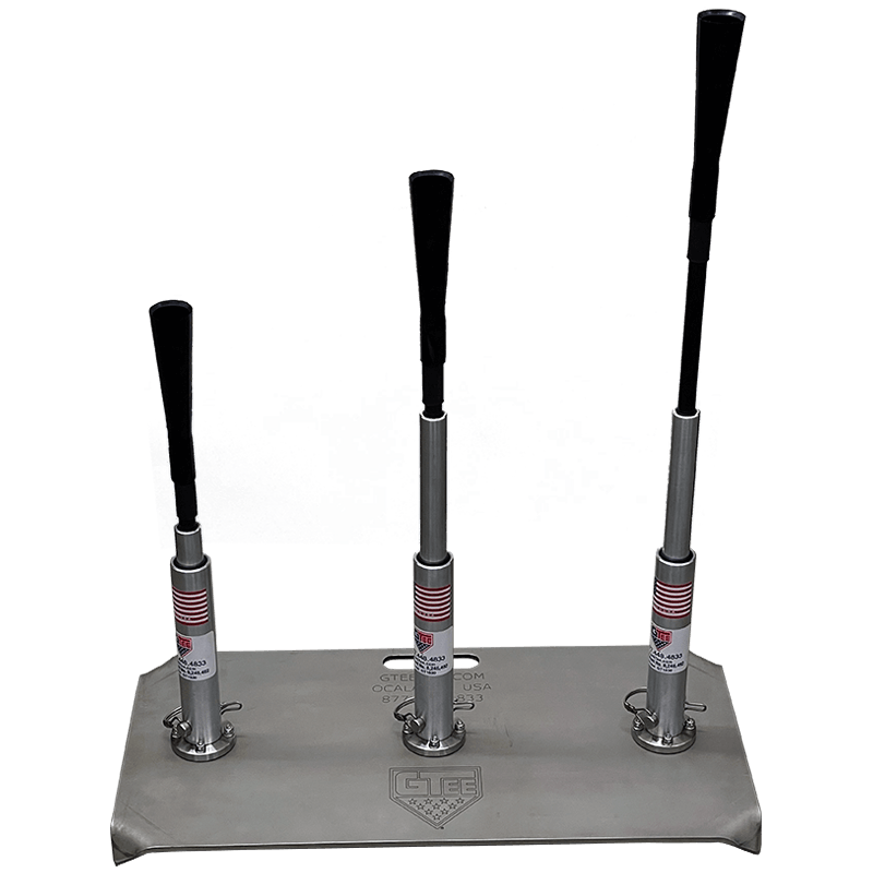 The G Tee 3 Pro Batting Tee photographed on a black background.
