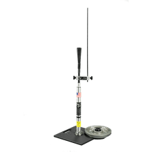 The Swing Extension Rod mounted on a tee upright above a round weight plate.
