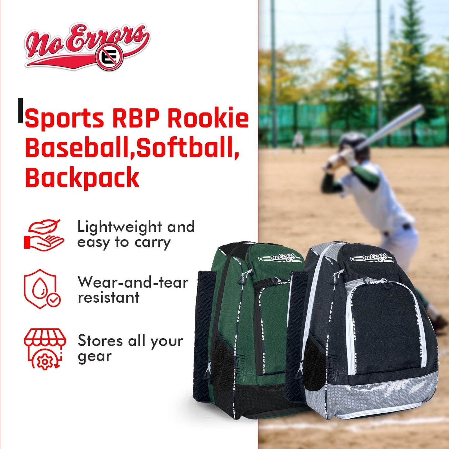 No Errors RBP Rookie Baseball and Softball Backpack