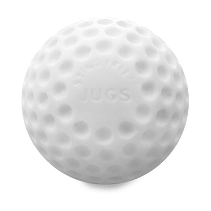 A white JUGS Sting-Free dimpled baseball, photographed on a white background.