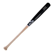A CamWood RA13 wood baseball bat with a glossy black barrel, a natural wood handle and knob, and the white CamWood mountain logo on the barrel, shown diagonally on a plain white background.