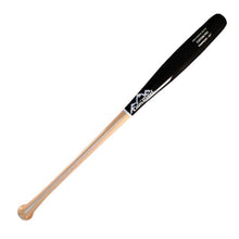 A CamWood Torpedo wood baseball bat with a glossy black barrel, a natural wood handle and knob, and the white CamWood mountain logo on the barrel, shown diagonally on a plain white background.