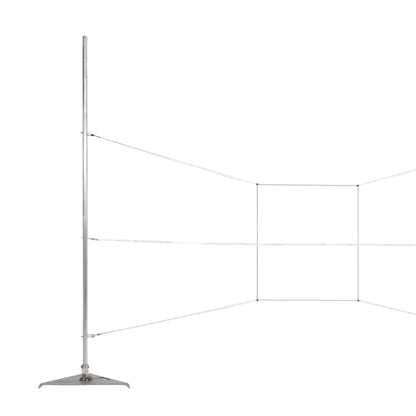 Two pitching sticks strung together to outline a target area, seen wide.