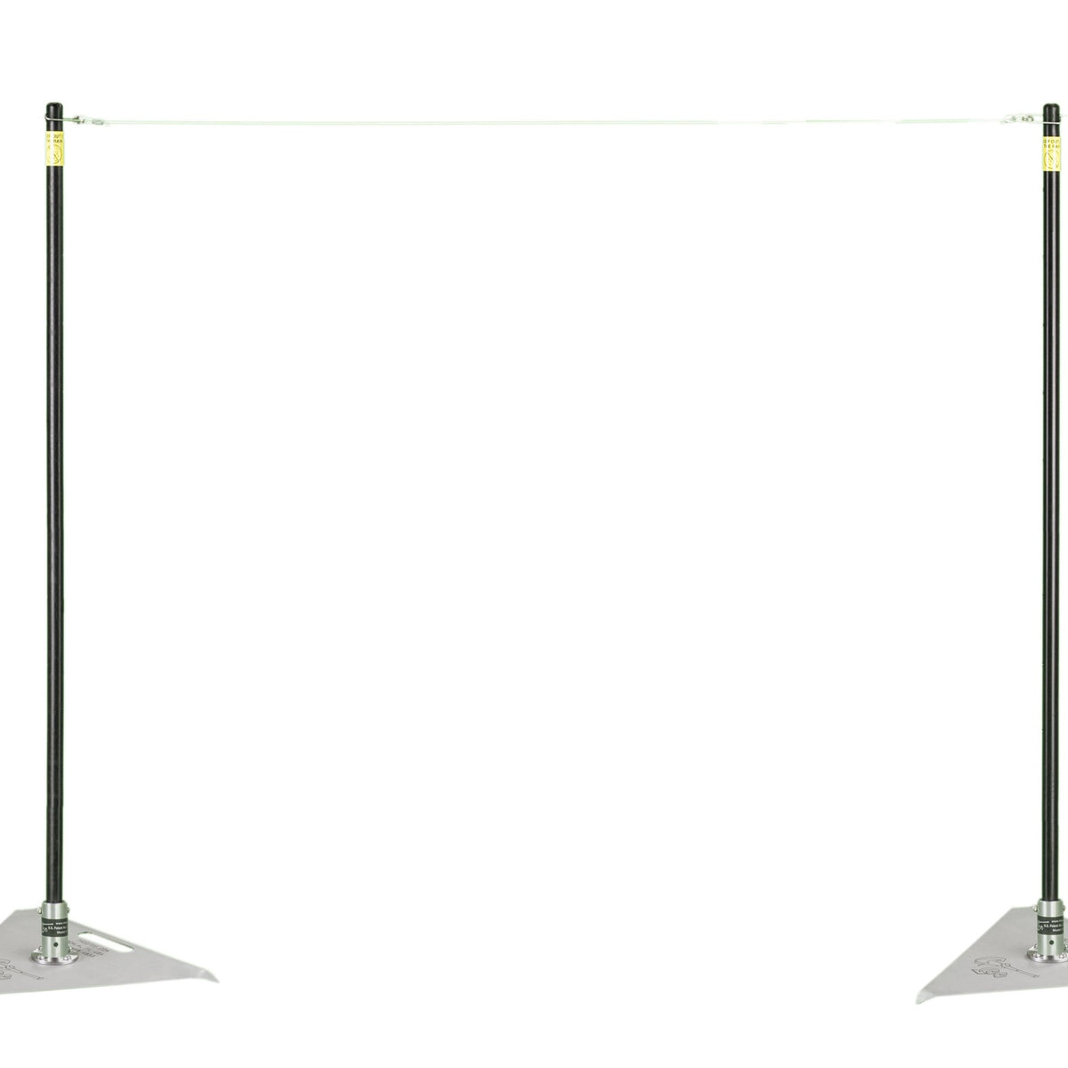 Two pitching sticks set wide apart with a string spanning the gap between them.