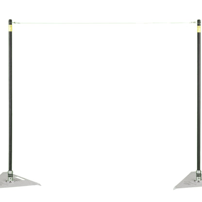 Two pitching sticks set wide apart with a string spanning the gap between them.
