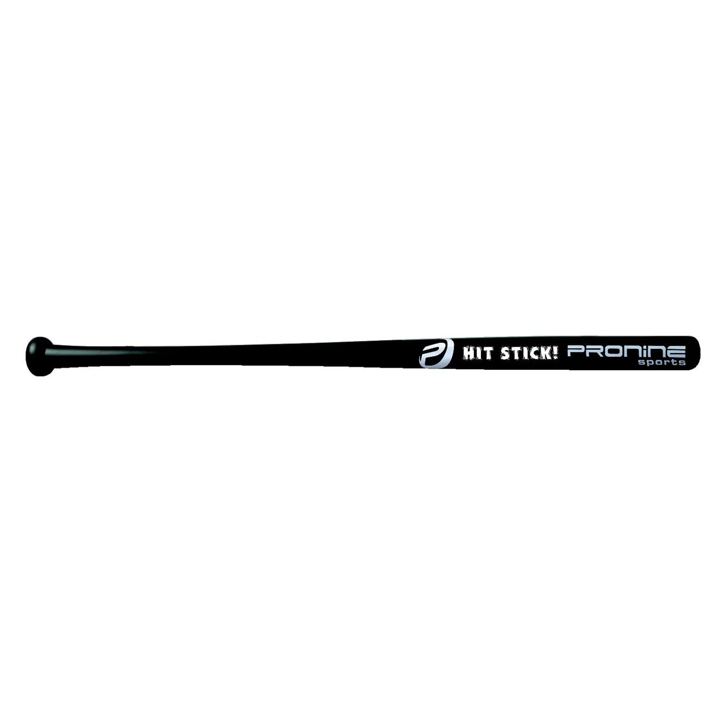 A black ProNine Hit Stick HEC training bat with a thin barrel