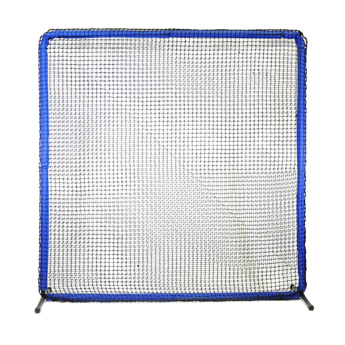 The JUGS Protector Blue Series 8-Foot Fungo Screen with blue-padded square frame, photographed on a white background.