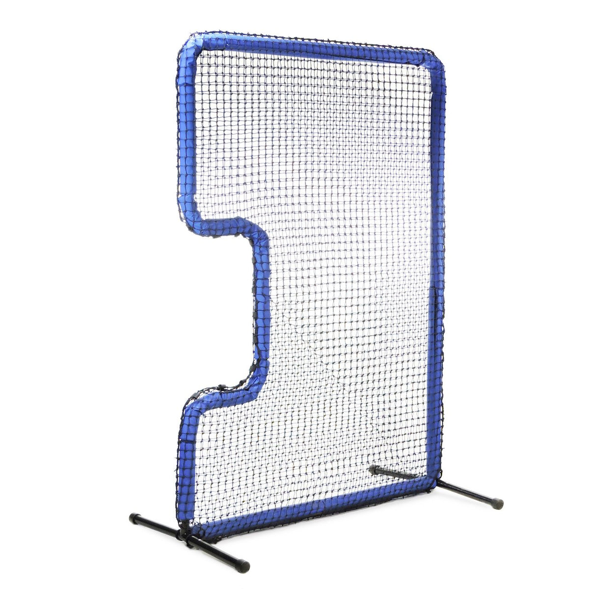 Angled view of the JUGS Protector Blue Series C-Shaped Softball Screen, photographed on a white background.