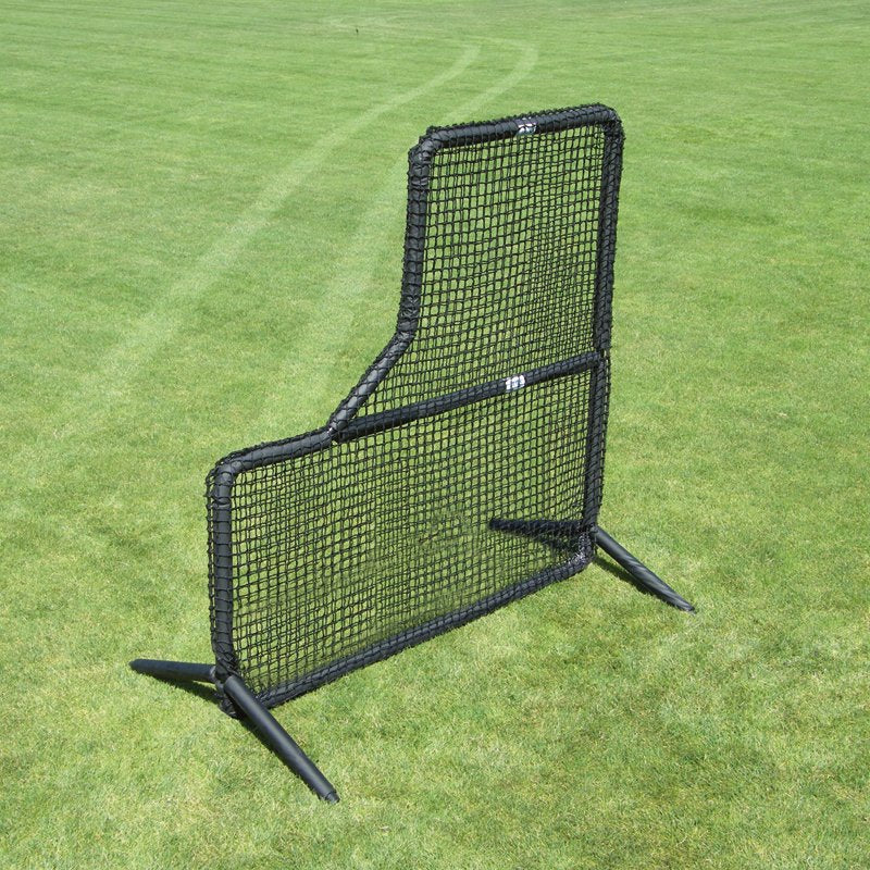 The JUGS Protector Series L-Shaped Screen standing on a grass field.