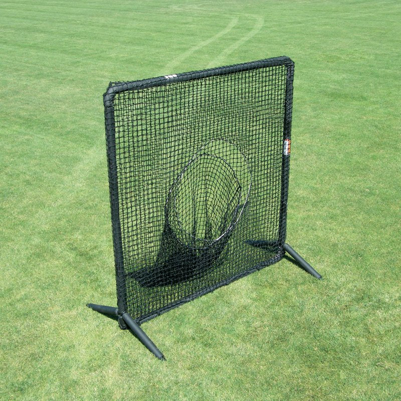 The JUGS Protector Series Square Screen with Sock-Net standing on a grass field.