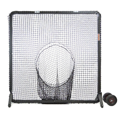 The black JUGS Protector Series Square Screen with Sock-Net and attached wheel kit, photographed on a white background.