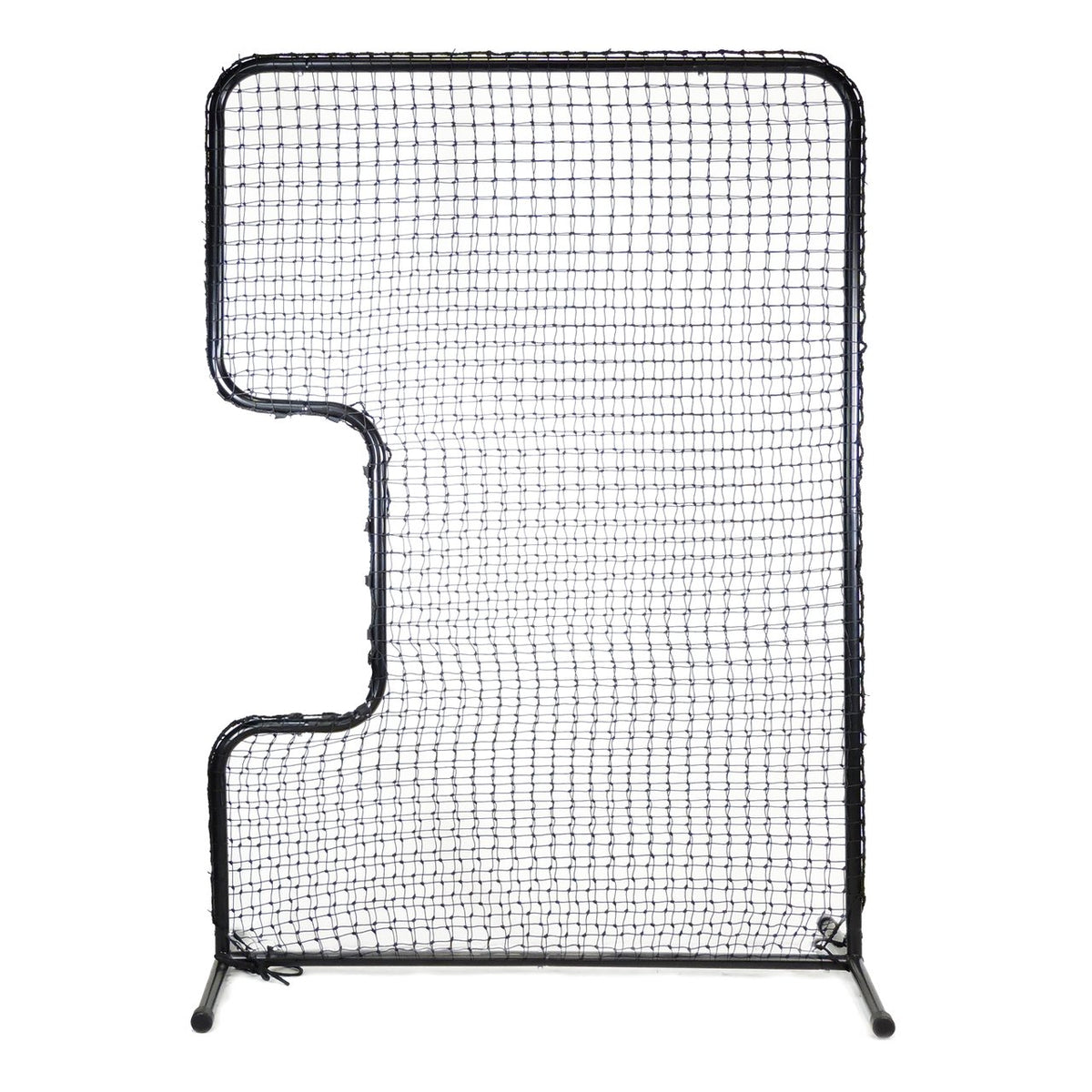 The black JUGS Standard C-Shaped Softball Screen, photographed on a white background.
