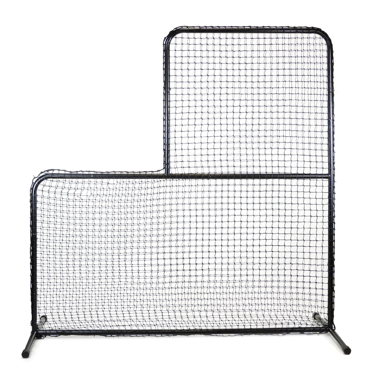 The black JUGS Standard L-Shaped Pitchers Screen, photographed on a white background.