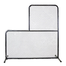 The black JUGS Standard L-Shaped Pitchers Screen, photographed on a white background.