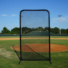 Varsity 6x4 safety screen standing on an infield near the mound