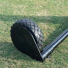 Close-up of the treaded solid rubber wheel on a Pro screen wheel kit
