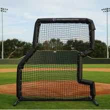 Black padded Pro 6.5x7 combo screen in front of a pitching mound