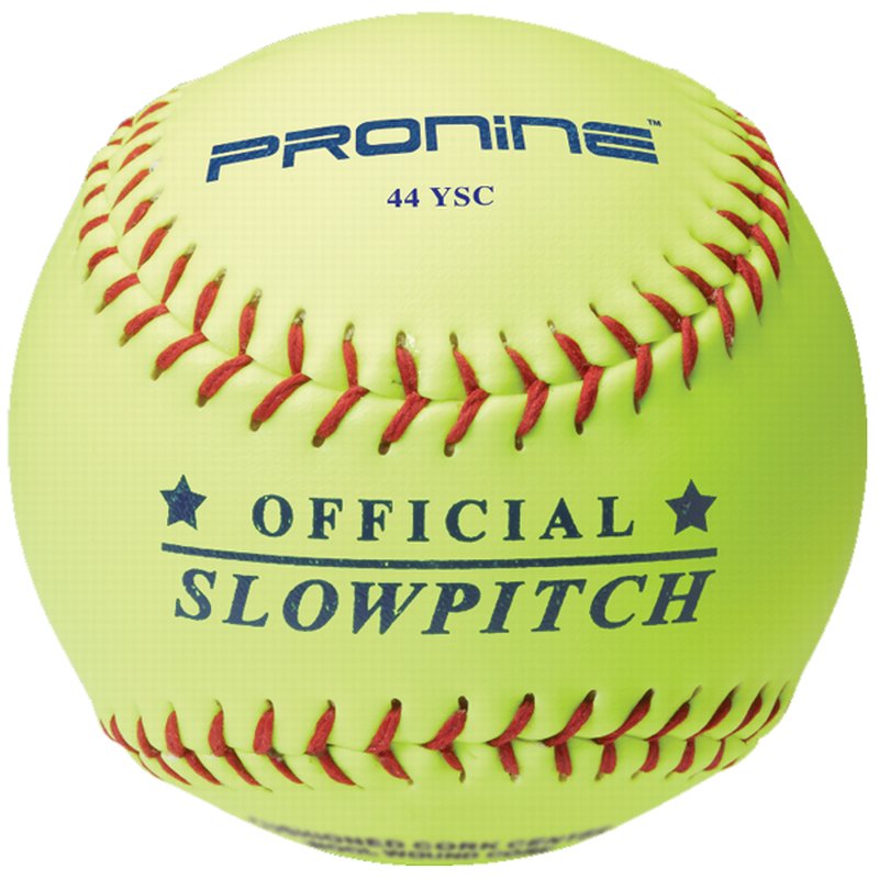 An optic yellow ProNine 44 YSC slowpitch softball