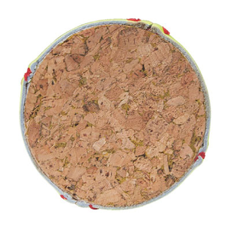 Cross-section of a softball showing its virgin cork center