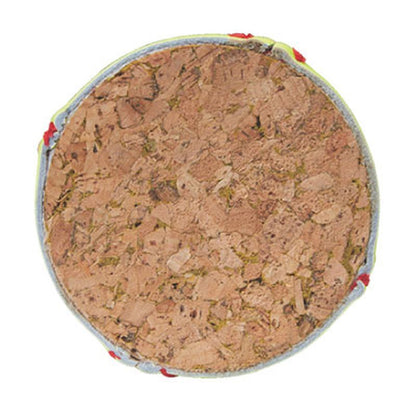 Cross-section of a softball showing its virgin cork center