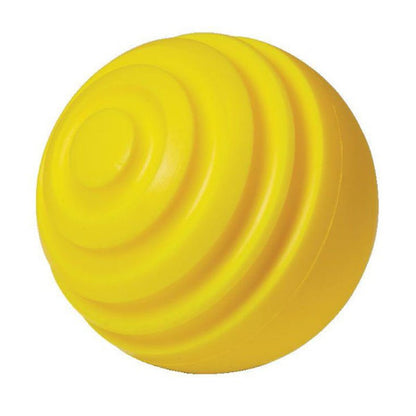 A yellow ProNine CTB spiral curve training baseball