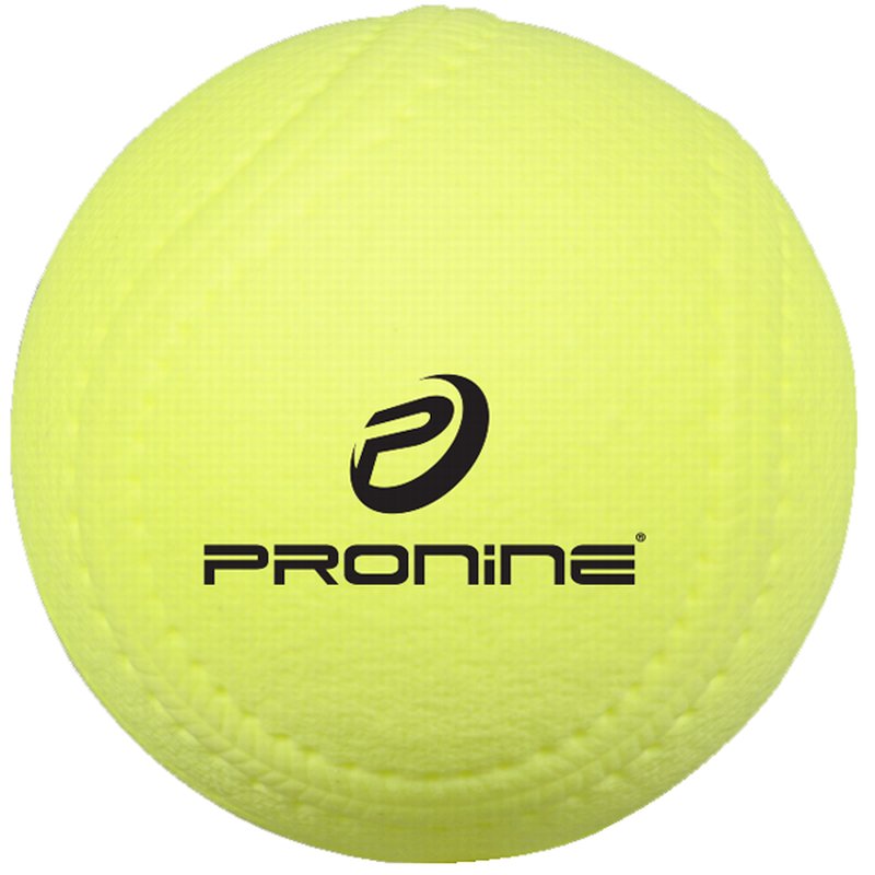 An optic yellow ProNine Lite Flight foam softball with molded seams