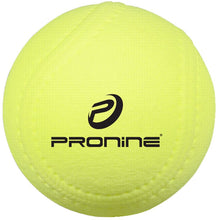 An optic yellow ProNine Lite Flight foam softball with molded seams