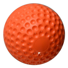 An orange dimpled foam ProNine PM9 Lite pitching machine baseball