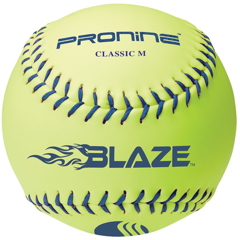 An optic yellow ProNine Classic M slowpitch softball with the USSSA stamp