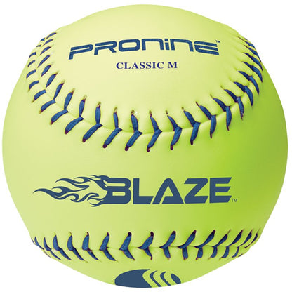 An optic yellow ProNine Classic M slowpitch softball with the USSSA stamp