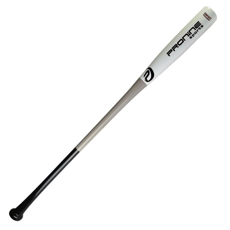 A tri-color black, gray and white ProNine composite fungo bat