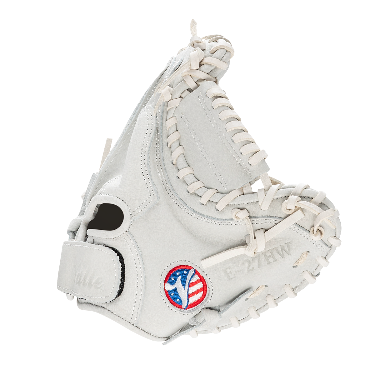Valle Eagle 27HW 27 inch catchers training mitt with a half web, thumb side view