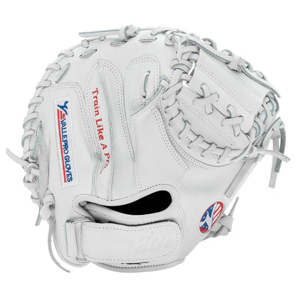 Valle Eagle 27S catcher's training mitt, back of the hand with the wrist strap